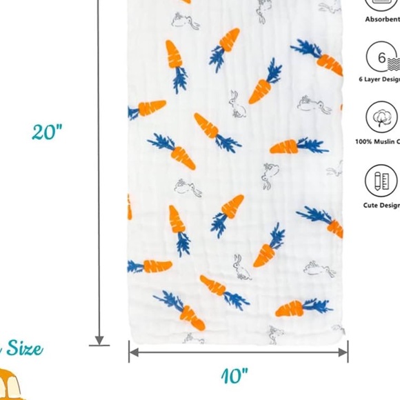 Muslin Burp Cloths Cotton Burping and bath Cloth - Picture 7 of 7